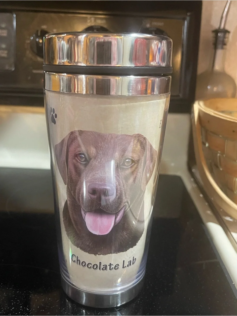 Dog Tumbler Coffee Cup 16oz Hot/Cold Stainless Steel Travel Cup USA Choco Lab